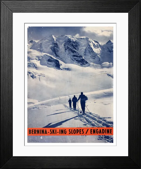 Framed Print : Poster, Bernina Skiing Slopes, Engadine, Switzerland Framed Print : Poster, Bernina Skiing Slopes, Engadine, Switzerland
