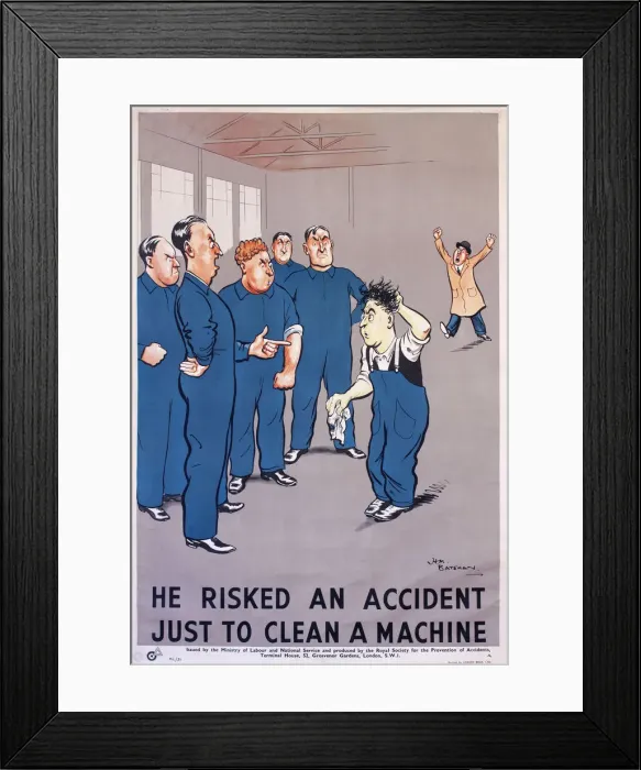 Framed Print : Poster, He risked an accident just to clean a machine Framed Print : Poster, He risked an accident just to clean a machine