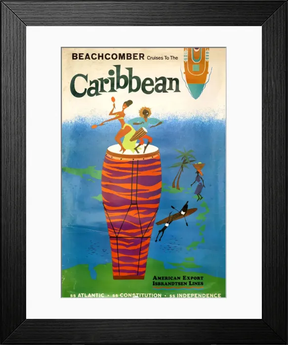 Framed Print : Poster, Beachcomber Cruises to the Caribbean Framed Print : Poster, Beachcomber Cruises to the Caribbean