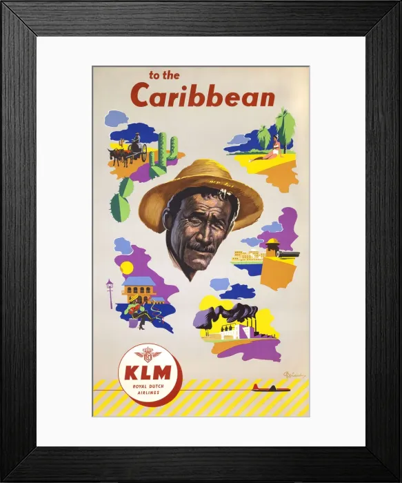 Framed Print : Poster, KLM to the Caribbean Framed Print : Poster, KLM to the Caribbean