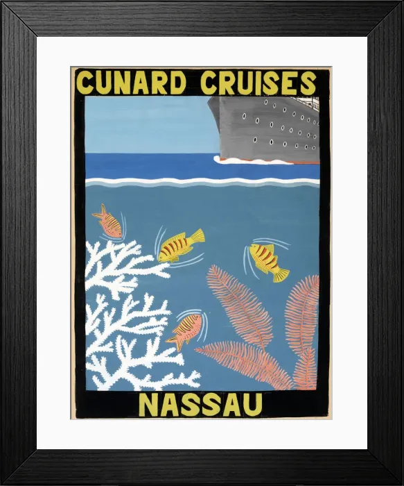 Framed Print : Poster, Cunard Cruises to Nassau Framed Print : Poster, Cunard Cruises to Nassau