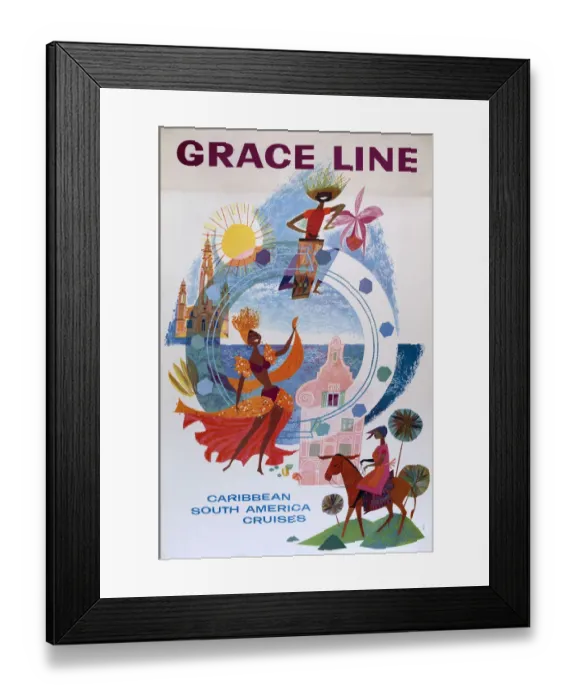 Framed Print : Poster, Grace Line to the Caribbean and South America Framed Print : Poster, Grace Line to the Caribbean and South America