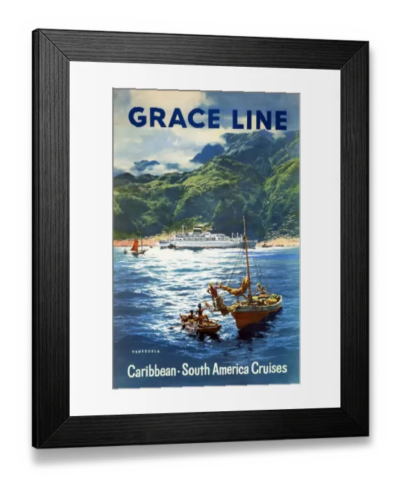 Framed Print : Poster, Grace Line to the Caribbean and South America Framed Print : Poster, Grace Line to the Caribbean and South America