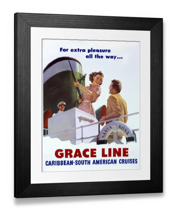 Framed Print : Poster, Grace Line to the Caribbean and South America Framed Print : Poster, Grace Line to the Caribbean and South America