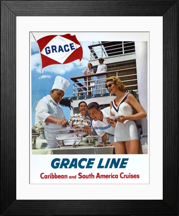 Framed Print : Poster, Grace Line to the Caribbean and South America Framed Print : Poster, Grace Line to the Caribbean and South America