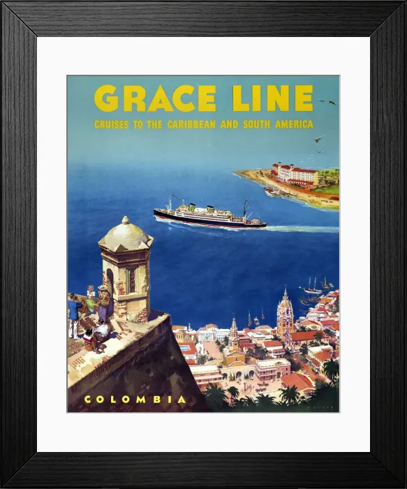 Framed Print : Poster, Grace Line to the Caribbean and South America Framed Print : Poster, Grace Line to the Caribbean and South America