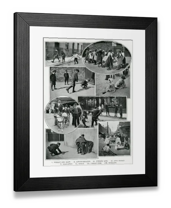 Framed Print : Children playing on London streets 1900s Framed Print : Children playing on London streets 1900s