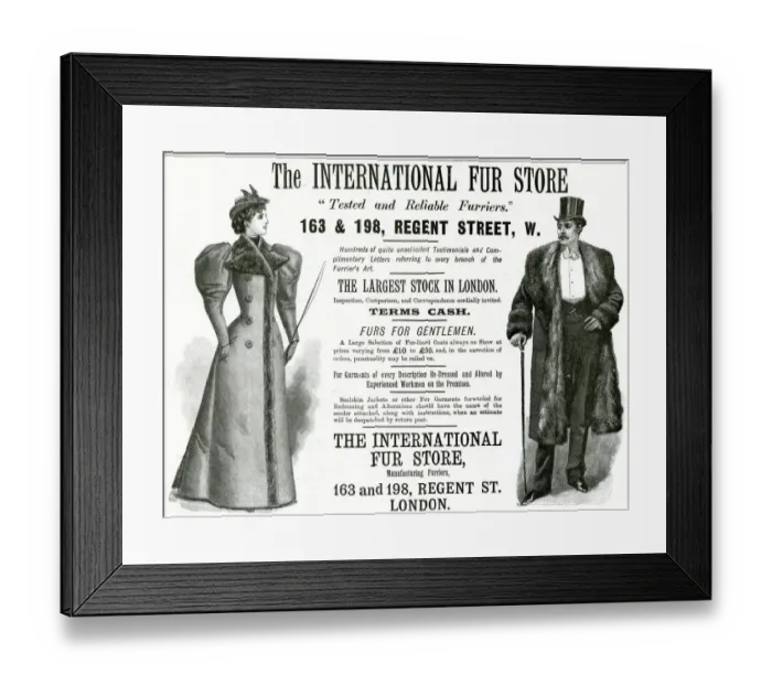 Framed Print : Advert for International Fur Store 1893 Framed Print : Advert for International Fur Store 1893