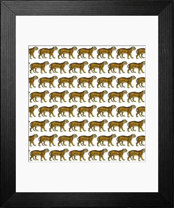 Framed Print : Repeating Pattern - Tigers - white background Framed Print : Repeating Pattern - Tigers - white background
