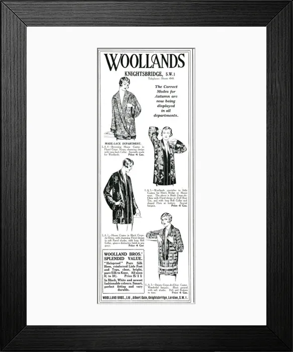 Framed Print : Advert for Woollands womens house coatee 1925 Framed Print : Advert for Woollands womens house coatee 1925