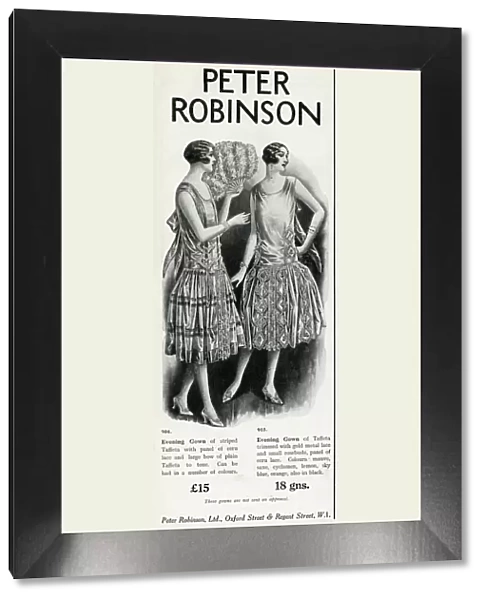 Advert for Peter Robinson womens evening gowns 1925