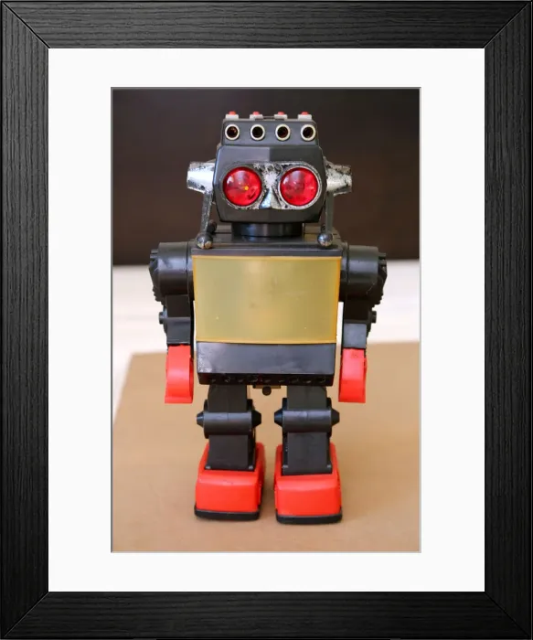 Framed Print : Retro Toy Walking Plastic Robot - Grey Body (2 / 2) Framed Print : Retro Toy Walking Plastic Robot - Grey Body (2 / 2)