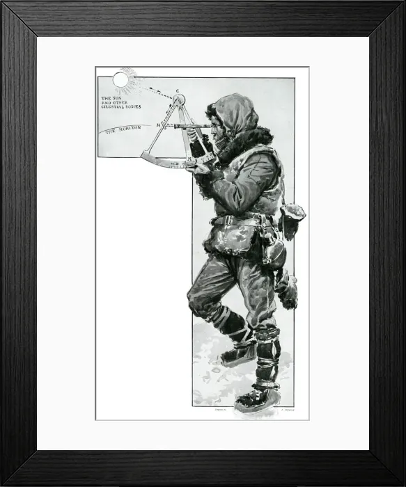 Framed Print : Dr. Frederick Cook using sextant 1908 Framed Print : Dr. Frederick Cook using sextant 1908