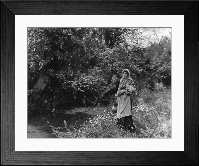 Framed Print : Countrywoman going to the spring Framed Print : Countrywoman going to the spring