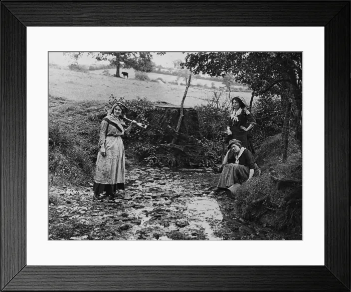 Framed Print : Women by a brook, 1890s Framed Print : Women by a brook, 1890s