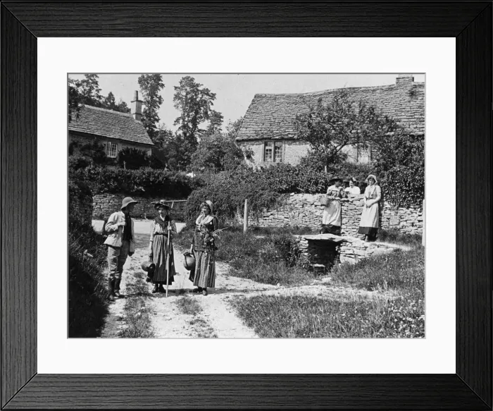 Framed Print : Villagers chatting, 1890s Framed Print : Villagers chatting, 1890s