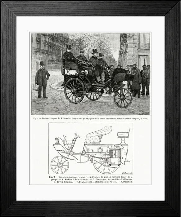 Framed Print : Gardner-Serpollets water injected, three-wheeled car 1891 Framed Print : Gardner-Serpollets water injected, three-wheeled car 1891