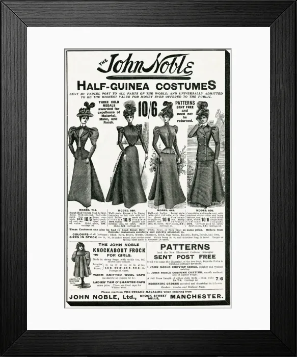 Framed Print : Advert for John Noble womens clothing 1898 Framed Print : Advert for John Noble womens clothing 1898