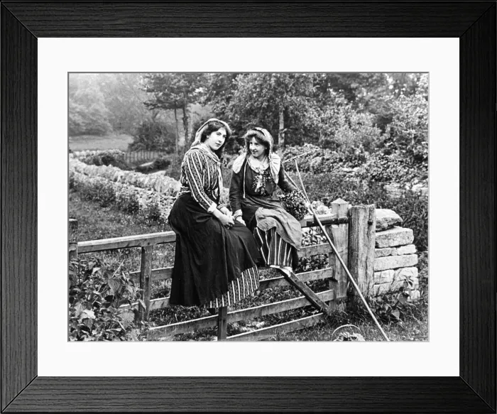 Framed Print : Country girls 1890s Framed Print : Country girls 1890s