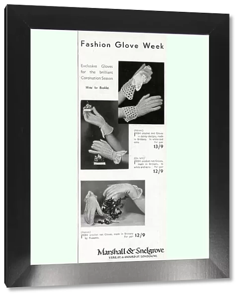 Advert for Marshall & Snelgrove womens wrist glooves 1937