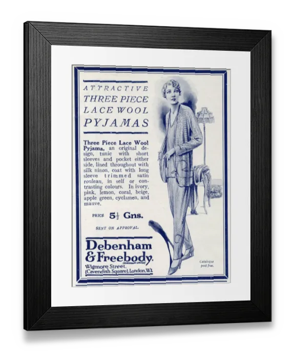 Framed Print : Advert for Debenham & Freebody womens pyjamas 1927 Framed Print : Advert for Debenham & Freebody womens pyjamas 1927