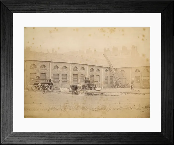 Framed Print : LCC-MFB station yard with men and appliances Framed Print : LCC-MFB station yard with men and appliances