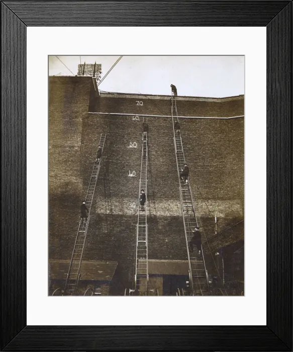 Framed Print : LFB-LCC fire brigade ladder drill Framed Print : LFB-LCC fire brigade ladder drill