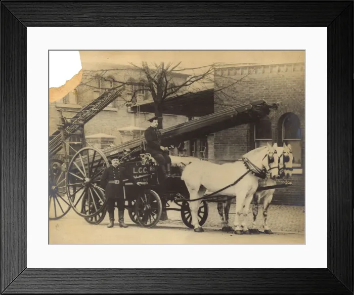 Framed Print : LCC-MFB horse drawn escape cart and ladder Framed Print : LCC-MFB horse drawn escape cart and ladder