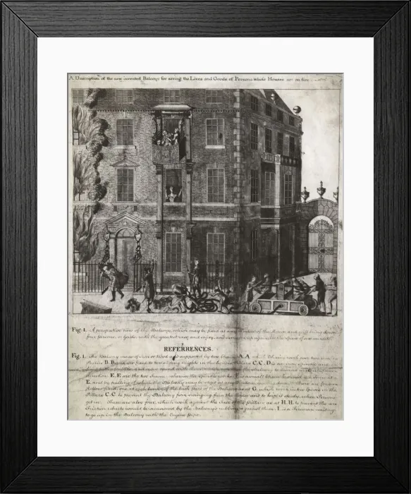 Framed Print : Balcony for saving lives and goods in case of fire Framed Print : Balcony for saving lives and goods in case of fire