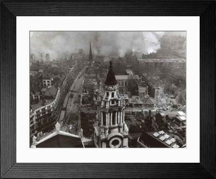 Framed Print : View from St Pauls Cathedral, London, WW2 Framed Print : View from St Pauls Cathedral, London, WW2