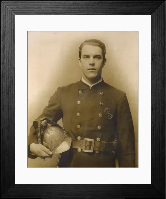 Framed Print : Fire Station Officer Soggee in studio photograph Framed Print : Fire Station Officer Soggee in studio photograph