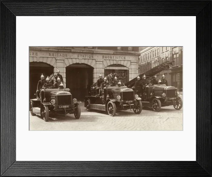 Framed Print : LCC-LFB engines and crews, Shoreditch fire station Framed Print : LCC-LFB engines and crews, Shoreditch fire station
