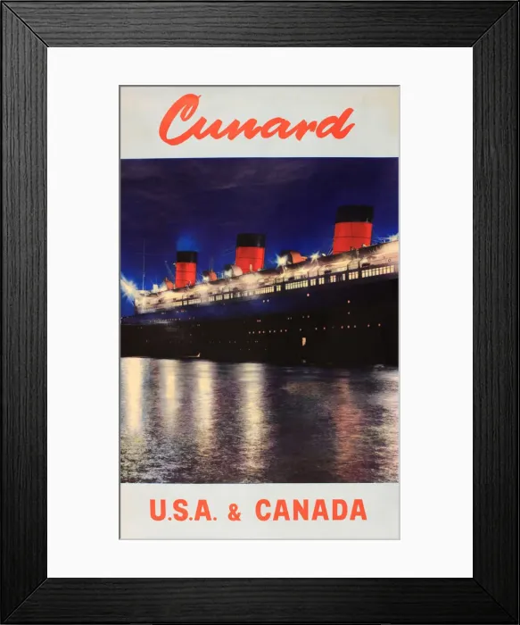 Framed Print : Poster, Cunard cruises to USA and Canada Framed Print : Poster, Cunard cruises to USA and Canada