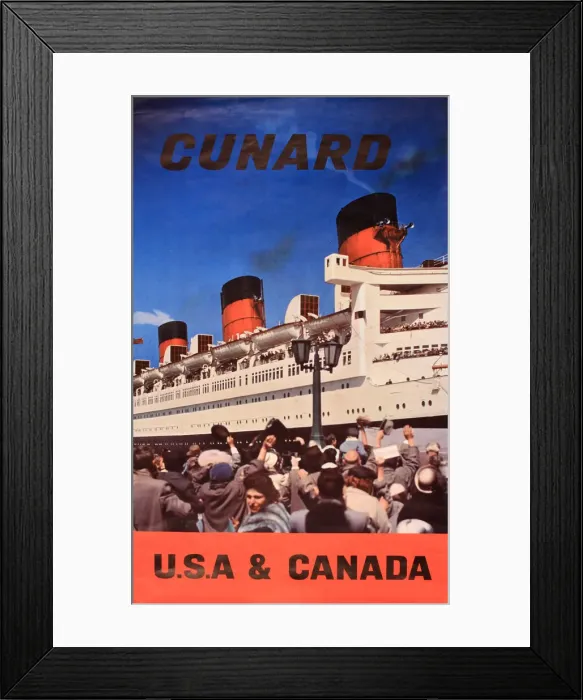 Framed Print : Poster, Cunard cruises to USA and Canada Framed Print : Poster, Cunard cruises to USA and Canada