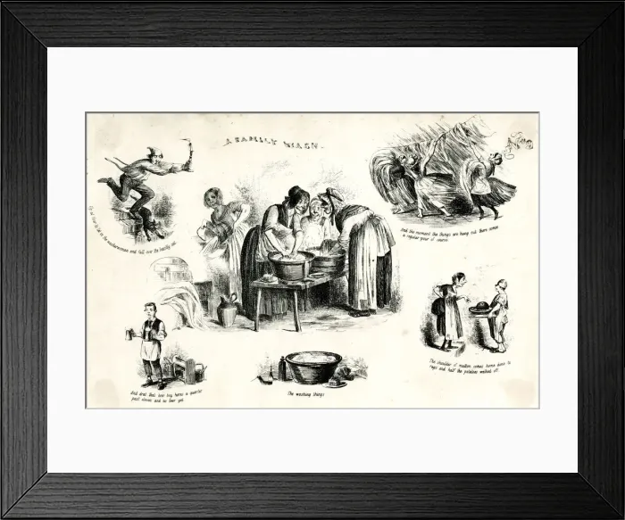 Framed Print : Cartoon - A Family Wash Framed Print : Cartoon - A Family Wash