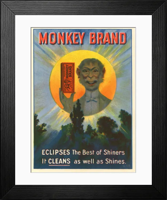 Framed Print : Advertising Insert - Monkey Brand Polish