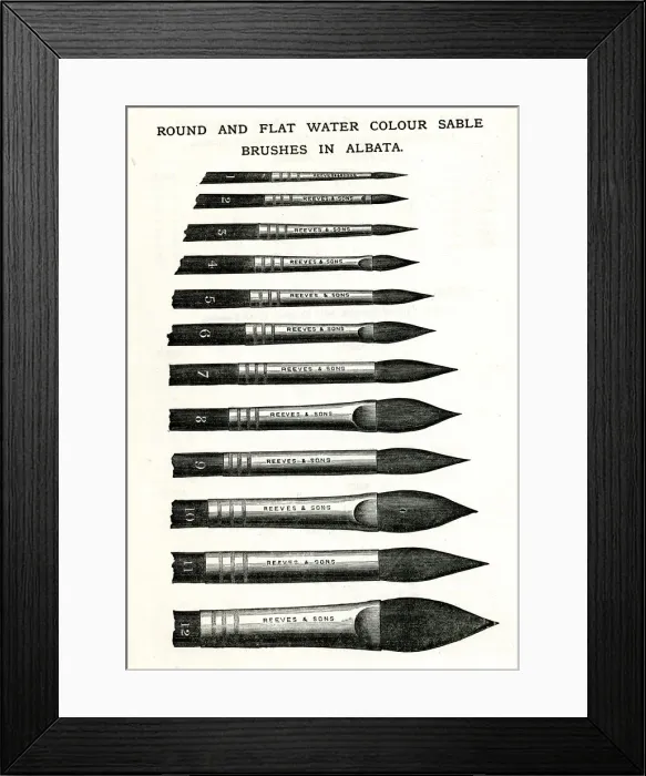 Framed Print : Round and Flat Watercolour Sable Brushes