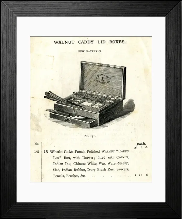 Framed Print : Walnut Caddy Lid Box