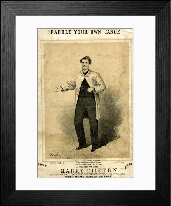 Framed Print : Music cover, Paddle Your Own Canoe by Harry Clifton Framed Print : Music cover, Paddle Your Own Canoe by Harry Clifton