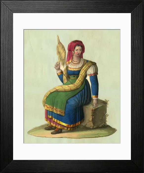Framed Print : Spanish Cantabrian Peasant Woman Spinning Framed Print : Spanish Cantabrian Peasant Woman Spinning