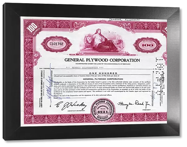 Stock Share Certificate - General Plywood Corporation