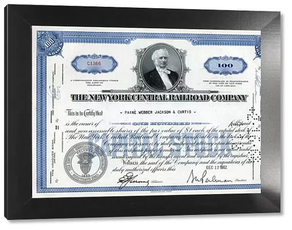Stock Share Certificate - New York Central Railroad Company