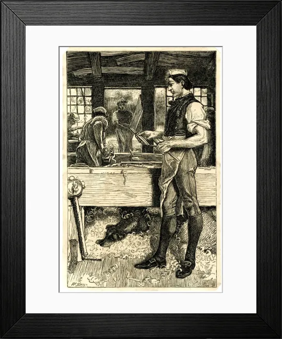 Framed Print : Scene in a carpenters workshop Framed Print : Scene in a carpenters workshop