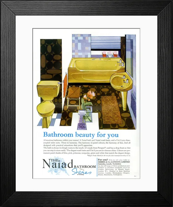 Framed Print : Advertisement - The Naiad Bathroom Framed Print : Advertisement - The Naiad Bathroom