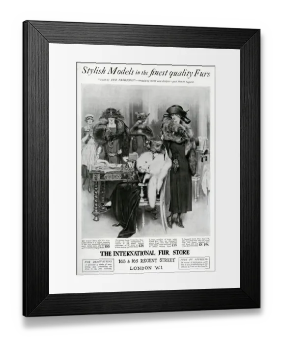 Framed Print : Advert for International Fur Store 1922 Framed Print : Advert for International Fur Store 1922