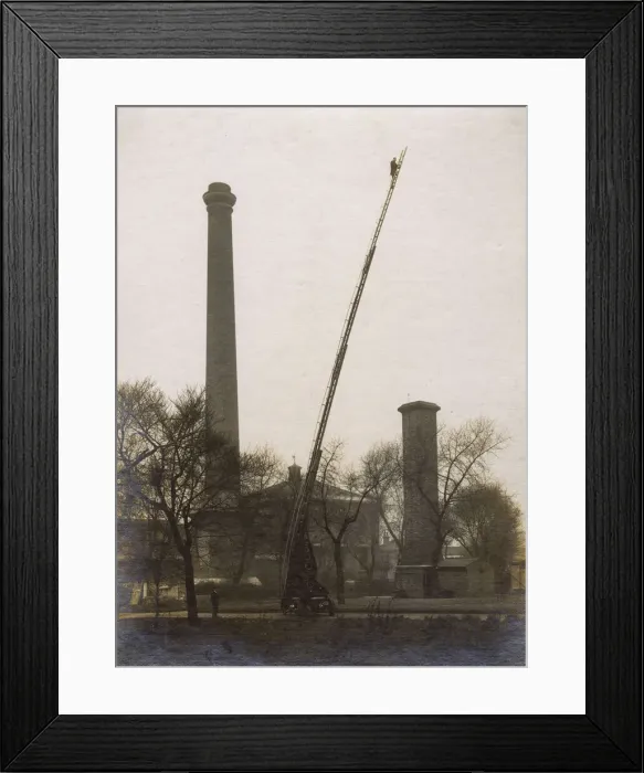 Framed Print : London Fire Brigade extended ladder Framed Print : London Fire Brigade extended ladder