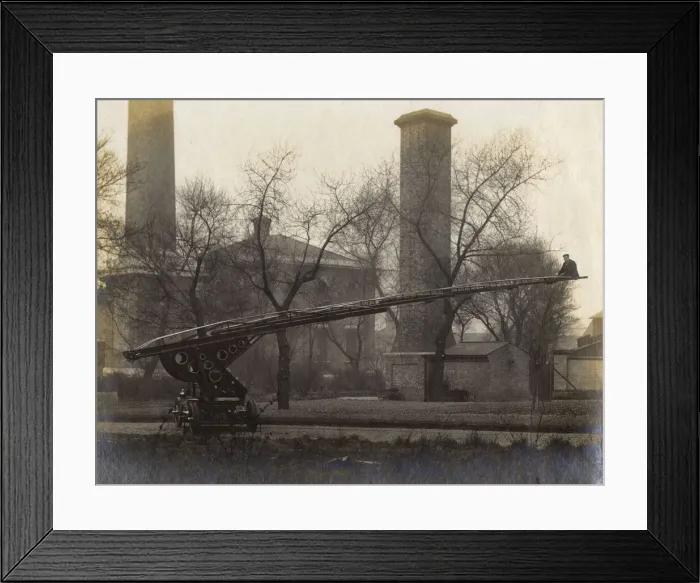 Framed Print : London Fire Brigade extended ladder Framed Print : London Fire Brigade extended ladder