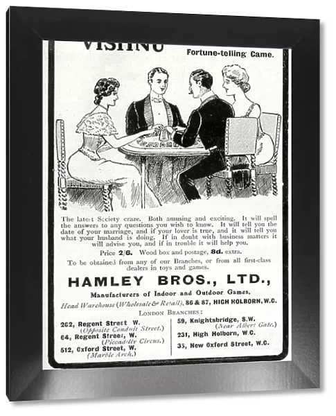 Advert for Hamley Bros fortune-telling game 1905