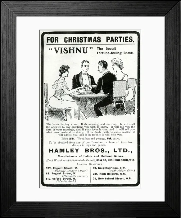 Framed Print : Advert for Hamley Bros fortune-telling game 1905 Framed Print : Advert for Hamley Bros fortune-telling game 1905