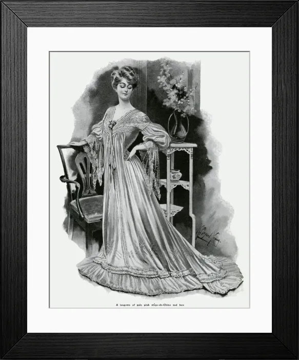 Framed Print : Woman wearing teagown 1905 Framed Print : Woman wearing teagown 1905